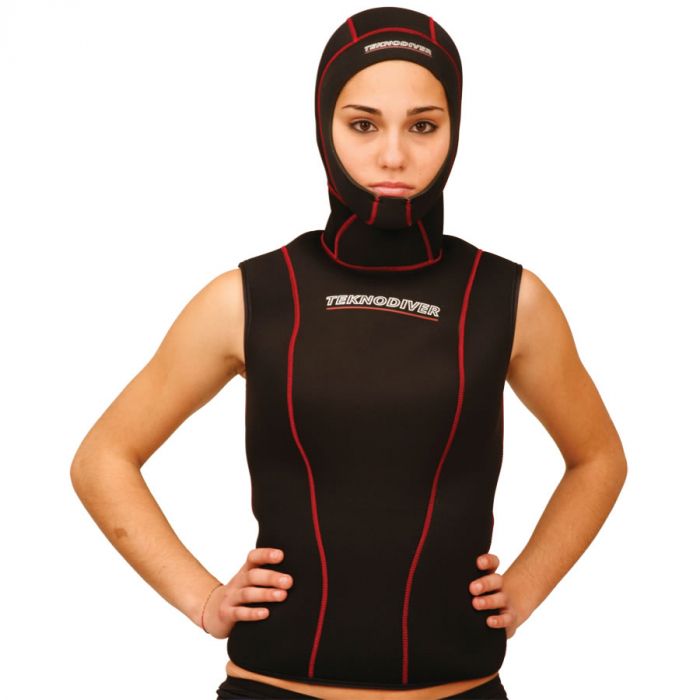 Teknodiver 3mm Neoprenvest med Hætte - Kvinder